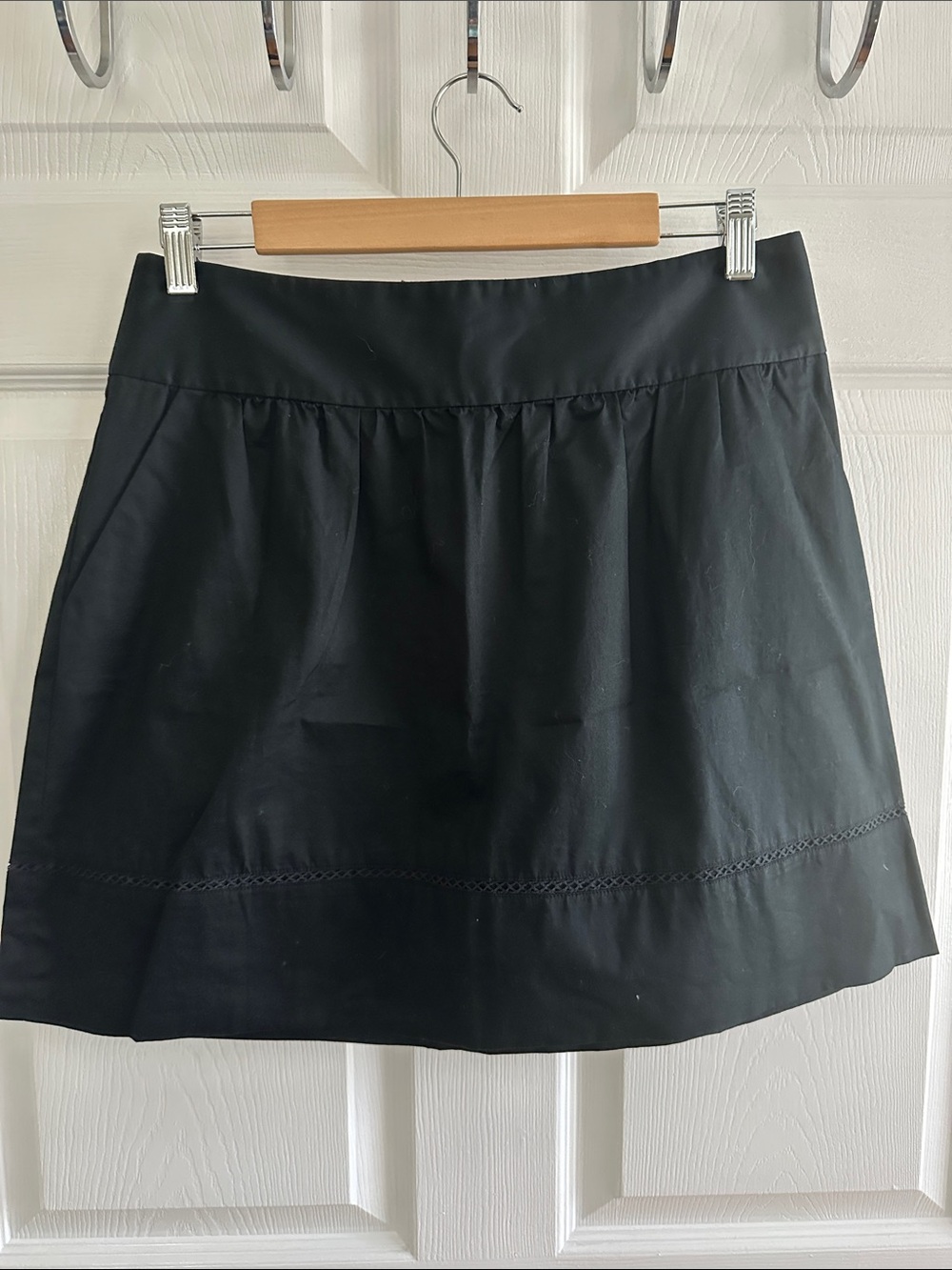 LOFT - Black A-Line Skirt with Decorative Hem Stitching